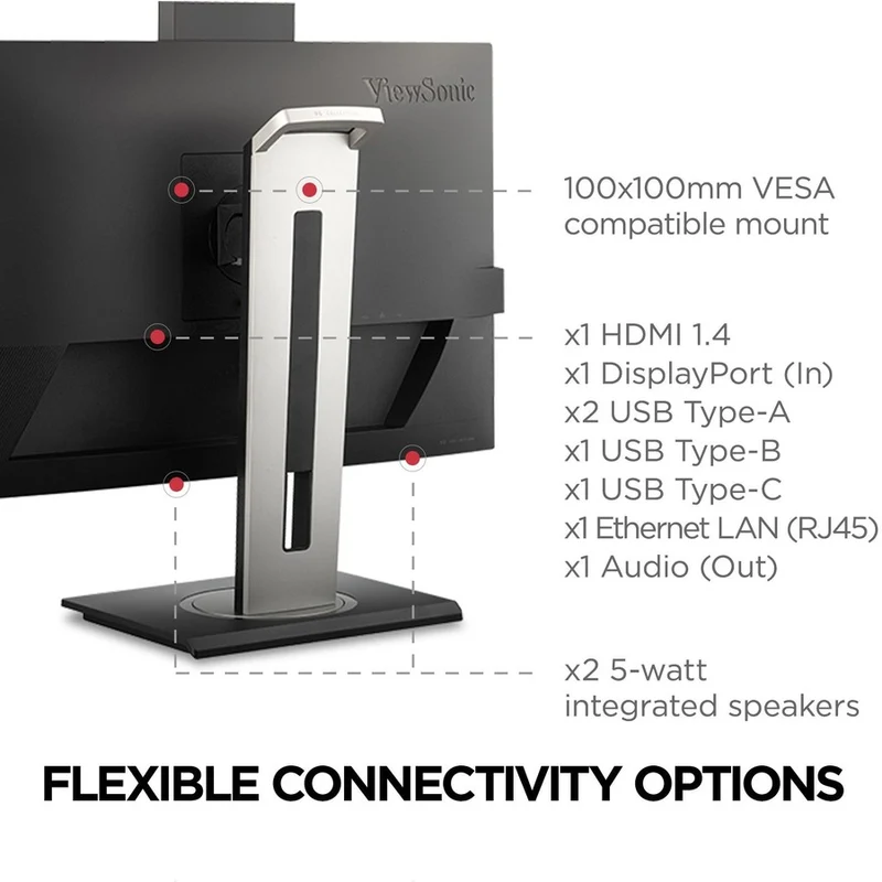 Moniteur LED Full HD ViewSonic Graphic VG2456V 24" avec webcam - Format 16:9 - Noir VG2456V