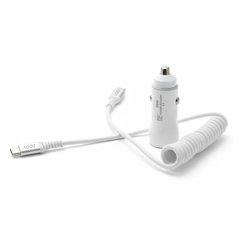 38W Fast Car Charger and USB-C Coiled Cable for GoDaddy POS Devices