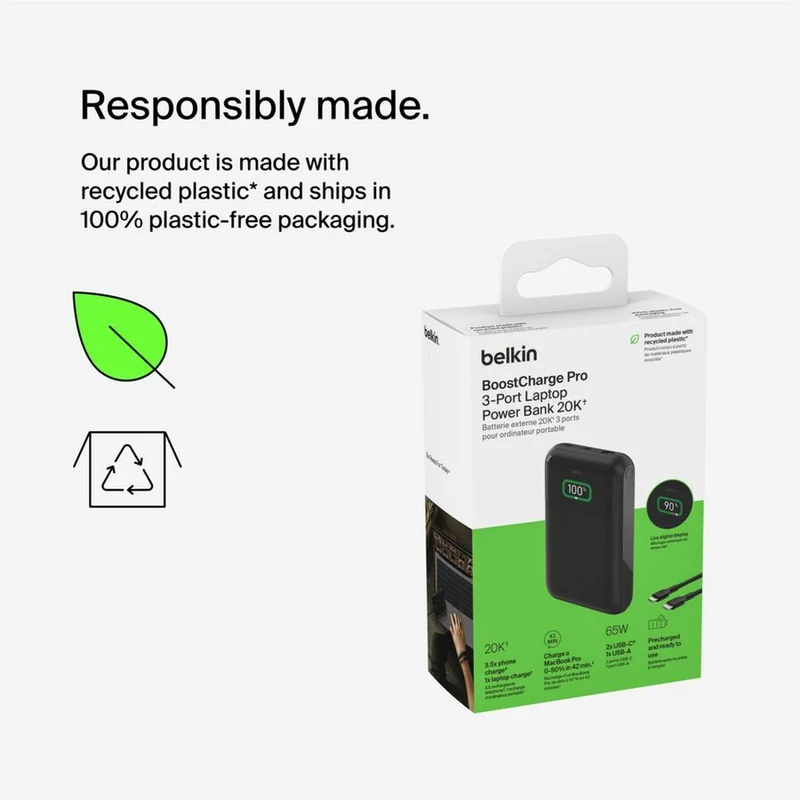 Batterie externe Belkin BoostCharge Pro 3 ports pour ordinateur portable 20K BPB020TTBK