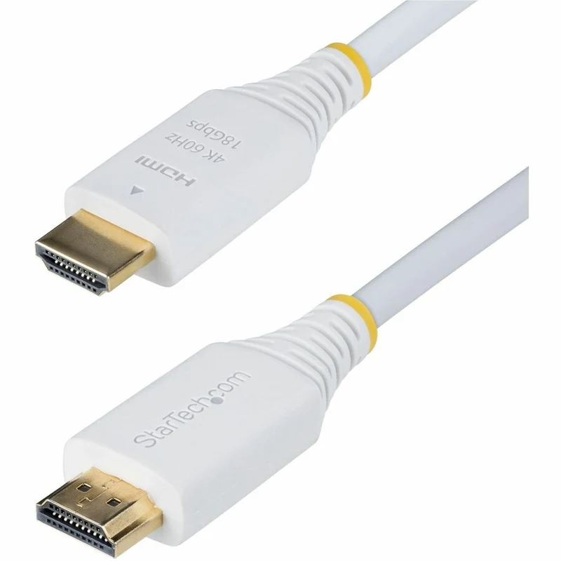 Câble HDMI haute vitesse certifié premium StarTech.com de 1.8 m (6 pi), 4K 60 Hz/1440p 144 Hz, 18 Gbit/s, UHD HDMI 2.0, gaine TPE, blanc (HDMI2-CABLE-4K60-6FW)