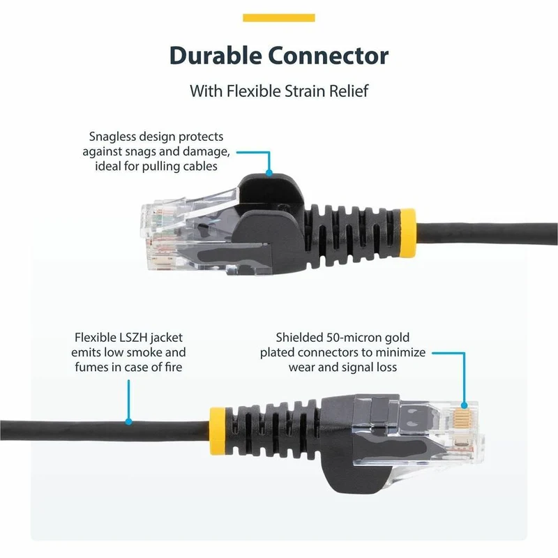 Câble Ethernet StarTech CAT6 fin bleu de 4,57 m (15 pi), RJ45 anti-accrochage, UTP, LSZH, cuivre nu pur 28 AWG, cordon de brassage réseau fin N6PAT15BLS