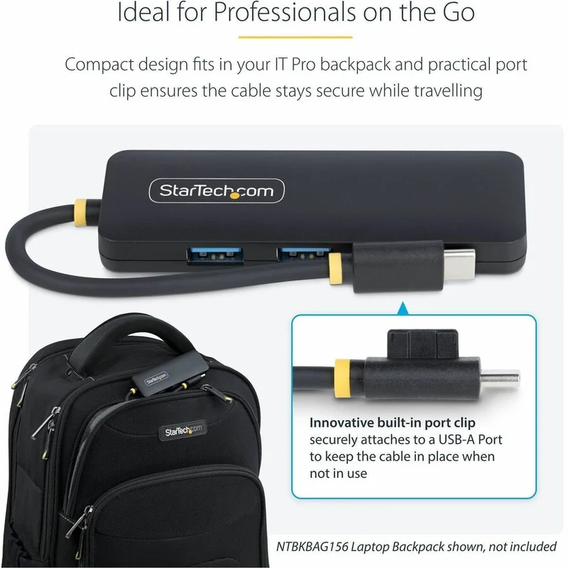 Hub USB-C 4 ports StarTech.com, 5 Gbit/s, USB-C vers 4 ports USB-A, auto-alimenté, mini hub de voyage compact, hub d'extension USB 3.0, portable H5C4A-USB-HUB