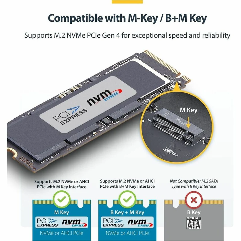 Boîtier SSD NVMe M.2 USB4 StarTech.com, 40 Gbit/s, boîtier SSD NVMe externe USB-C/Thunderbolt, connecteurs B+M/M-Key 1USB4-NVME-ENCLOSURE