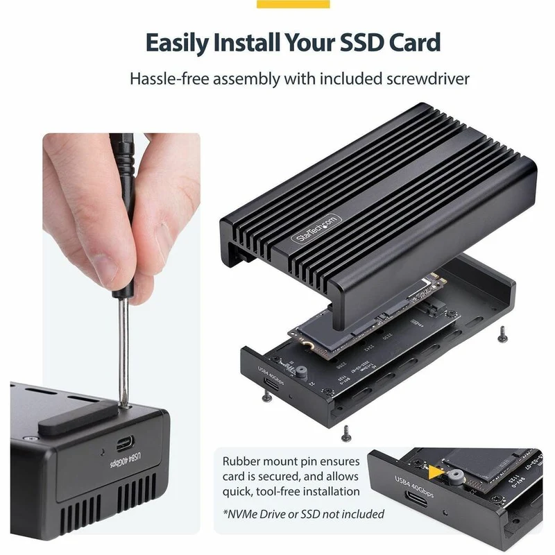 Boîtier SSD NVMe M.2 USB4 StarTech.com, 40 Gbit/s, boîtier SSD NVMe externe USB-C/Thunderbolt, connecteurs B+M/M-Key 1USB4-NVME-ENCLOSURE