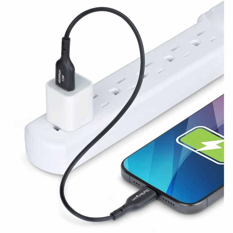Câble de charge USB-A vers USB-C StarTech.com de 30 cm (1 pi), charge et synchronisation, 3 A, USB 2.0, gaine TPE - Noir - USB2AC1FTBK