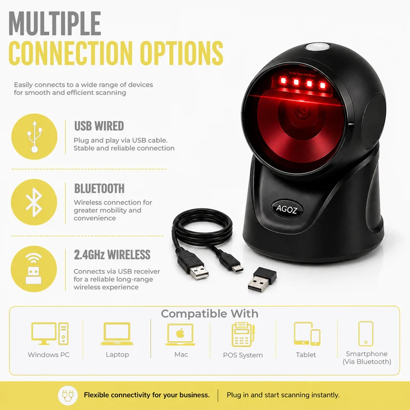 AGOZ AG-860P Desktop Presentation Barcode Scanner