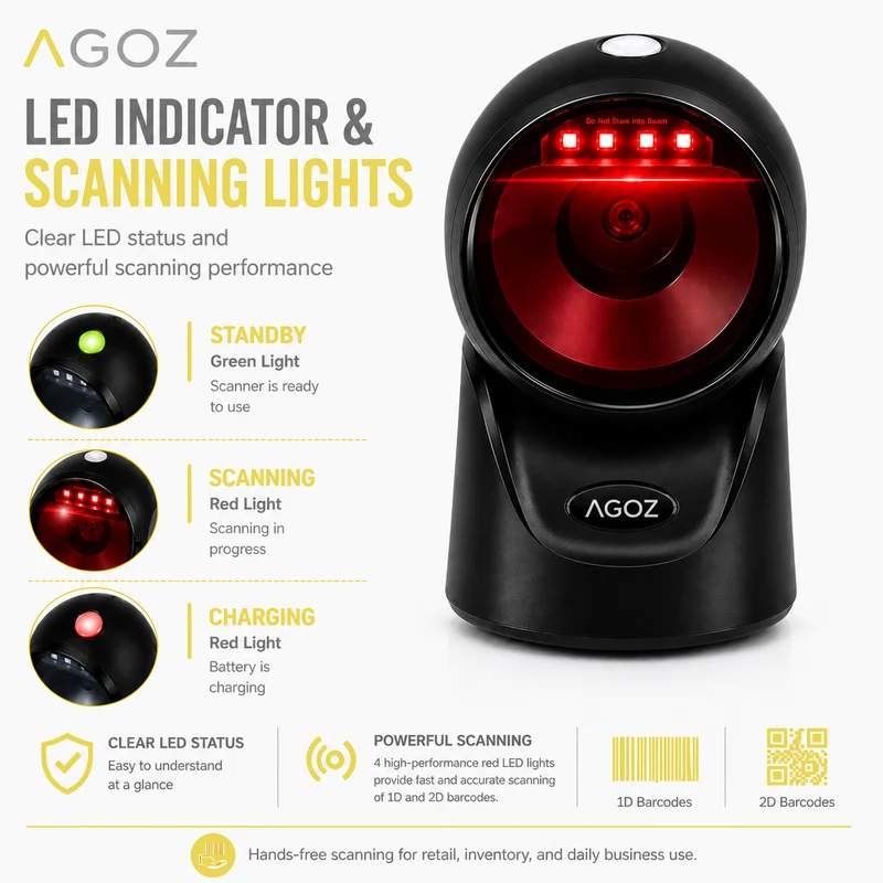 AGOZ AG-860P Desktop Presentation Barcode Scanner