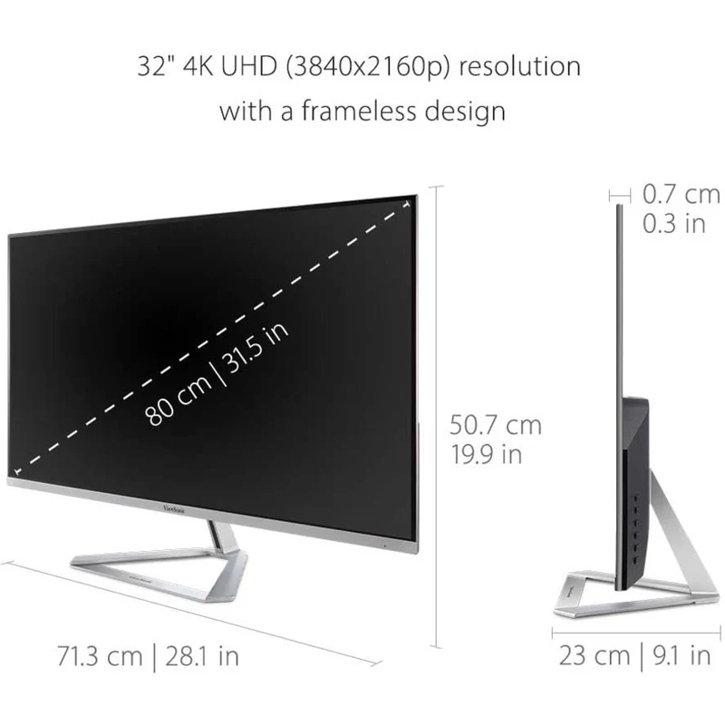 Moniteur LED 4K UHD ViewSonic Entertainment VX3276-4K-mhd 32 pouces (81 cm) - Format 16:9 - Argent VX3276-4K-MHD