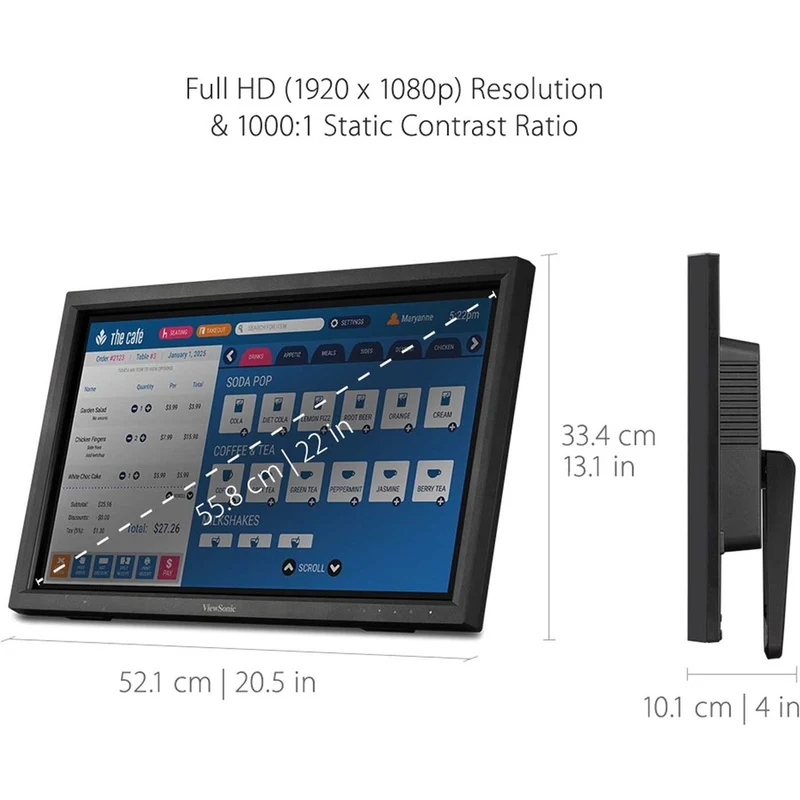 Moniteur tactile LCD ViewSonic TD2223 de 22 pouces (56 cm) - Format 16:9 - Temps de réponse : 5 ms TD2223