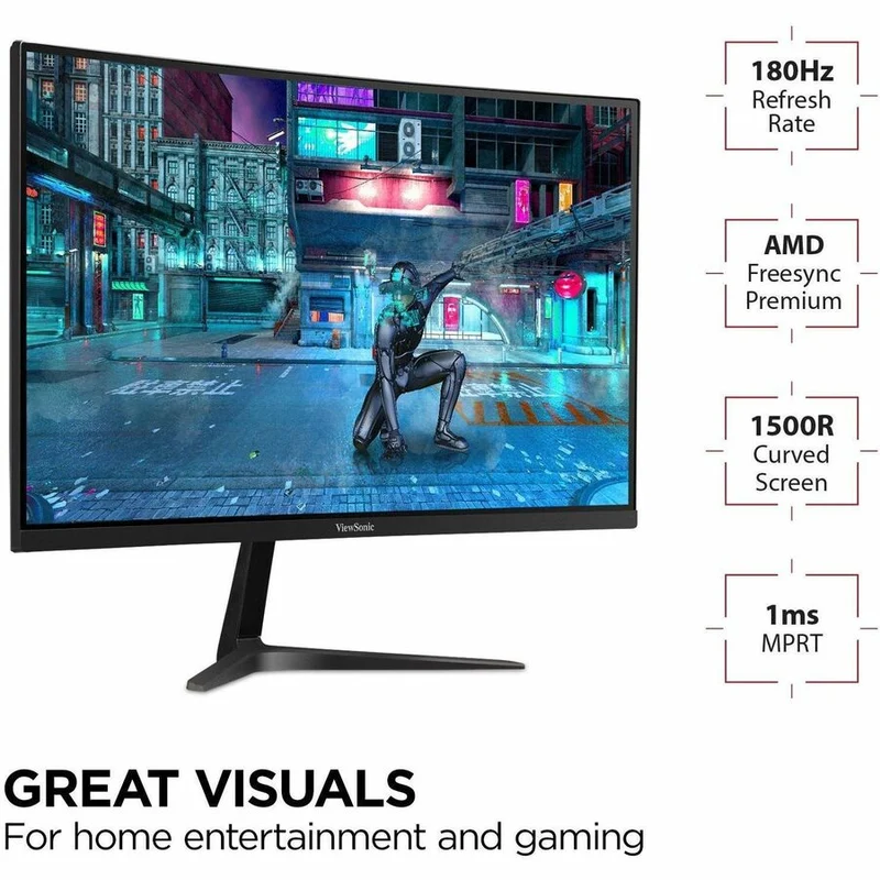 Moniteur LED incurvé ViewSonic OMNI VX2718-2KPC-MHD 27 pouces (68,6 cm) WQHD - Format 16:9 - Noir VX2718-2KPC-MHD
