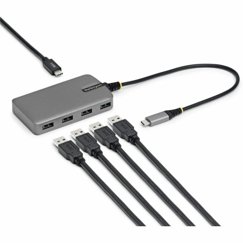 Hub USB-C 4 ports StarTech.com, 5 Gbit/s, auto-alimenté, 4 ports USB-A, entrée d'alimentation auxiliaire USB-C, hub USB Type-C portable 5G4AC-USB-C-HUB