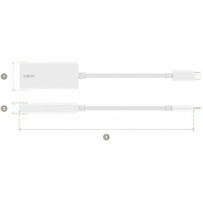 Adaptateur audio/vidéo Belkin USB-C (M) vers HDMI (F) - Compatible Dolby Vision - 4K à 60 Hz - Câble adaptateur - Blanc F2CU038DSWHTAPL