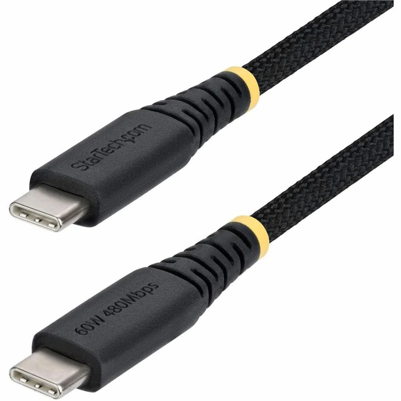Câble de charge USB-C StarTech.com de 1.8 m (6 pi), 60 W (3 A) PD, gaine tressée double couche en nylon/TPE, câble de charge robuste USB 2.0 pour ordinateur portable USB2CC6FNCBR