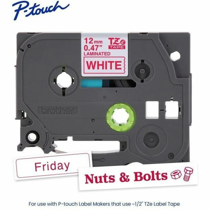 Ruban d'étiquettes Brother authentique P-touch TZe232 RD sur fond blanc, laminé, 12 mm x 8 m TZE232G