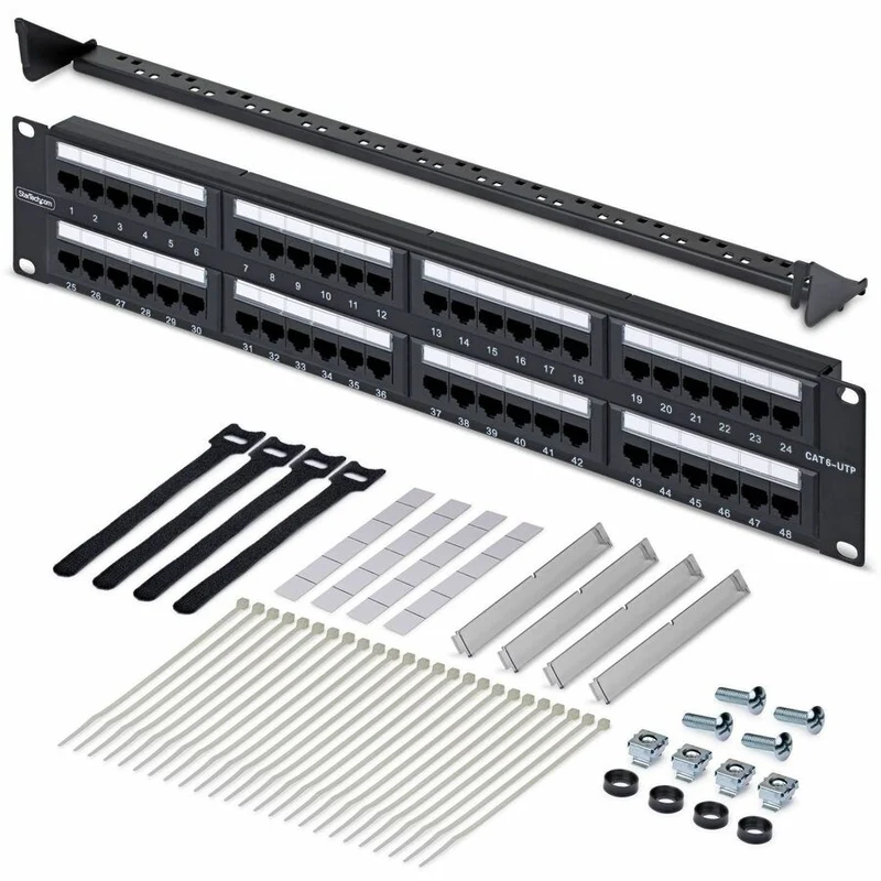 Panneau de brassage Ethernet Cat6 48 ports 2U StarTech.com, RJ45, UTP, 110 broches, pour rack serveur réseau CPANEL48