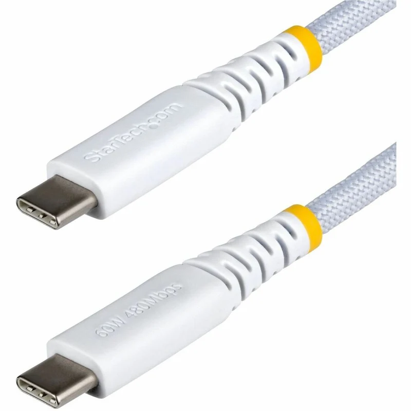 Câble de charge USB-C blanc StarTech.com de 3 m (10 pi), 60 W (3 A) PD, gaine tressée double couche en nylon/TPE, câble de charge robuste USB 2.0 pour ordinateur portable USB2CC10FNCBRWH