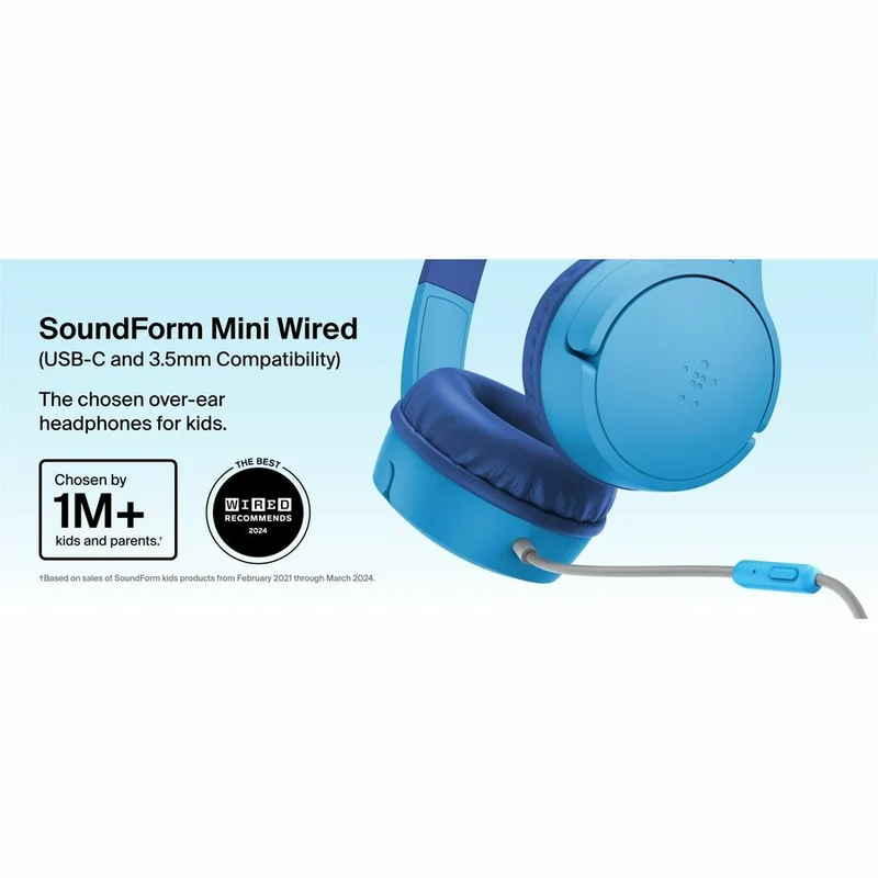 Casque audio filaire supra-auriculaire Belkin SoundForm Mini pour enfants AUD010FQBL