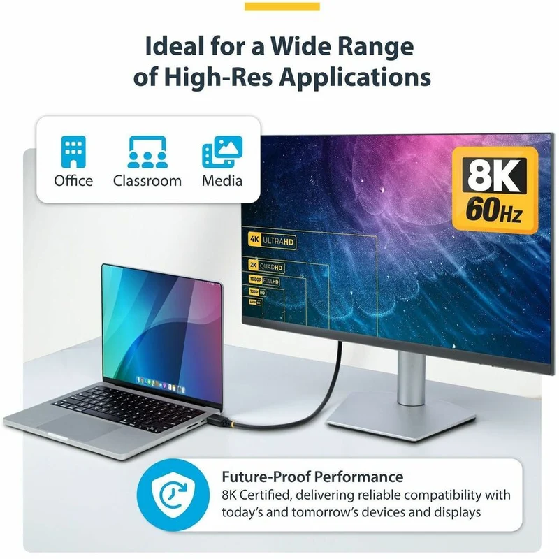 Câble HDMI ultra haute vitesse certifié StarTech.com de 1 m (3 pi), 8K 60 Hz/4K 120 Hz, HDMI 2.1 avec HDR10+/eARC, 48 Gbit/s, référence HDMI21-CBL-8K60-3F