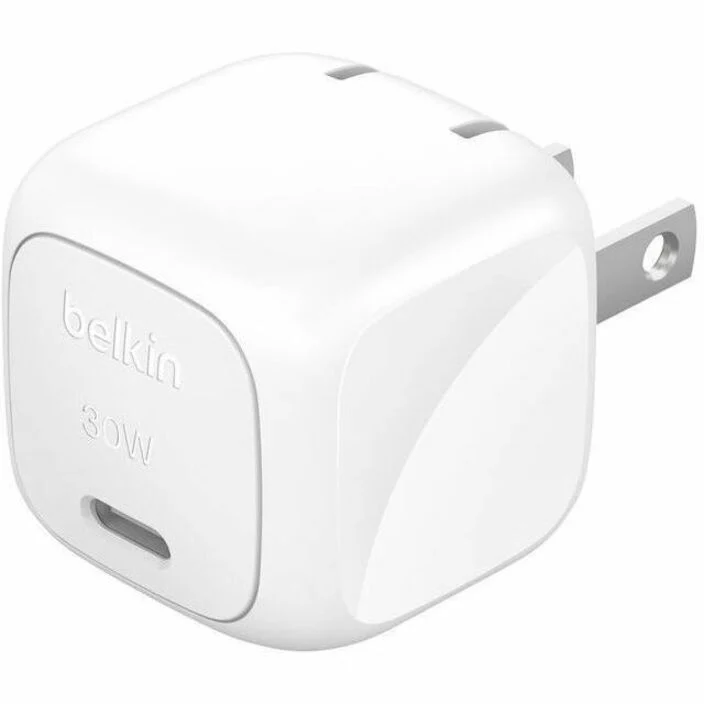 Chargeur mural portable Belkin 30 W USB-C - 1 câble USB-C (30 W) - Charge rapide - Adaptateur secteur avec câble USB-C vers USB-C - Blanc WCA008DQ1MWH-B6