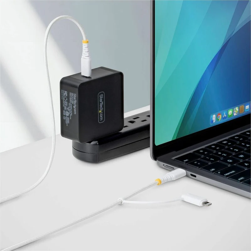 Câble de charge USB-C robuste StarTech 2-en-2 de 1 m (6.6 pi) avec adaptateur Lightning, 30 W/60 W, certifié Apple MFi, câble de charge USB-C tressé 2M-U2-LNTC-CABLE