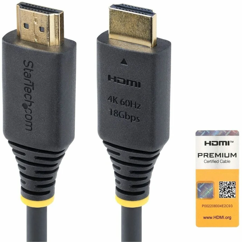 Câble HDMI haute vitesse certifié StarTech.com de 8 m (2.4 pi), 4K 60 Hz/1440p 144 Hz, 18 Gbit/s, cordon HDMI 2.0 UHD, gaine TPE HDMI2-CABLE-4K60-8F