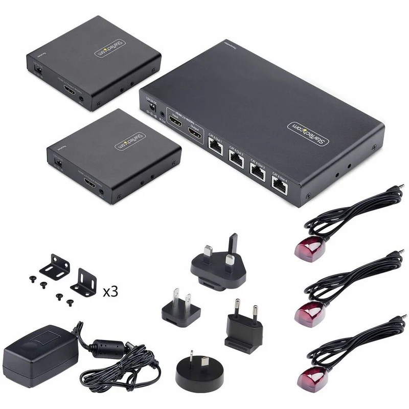 StarTech.com Extendeur et répartiteur HDMI 4 ports sur CAT6, 4K 60 Hz, portée jusqu'à 70 m (230 pi), kit de distribution HDMI sur Ethernet 1x4, 1 entrée 4 sorties 4K7014IC-EXTEND-HDMI
