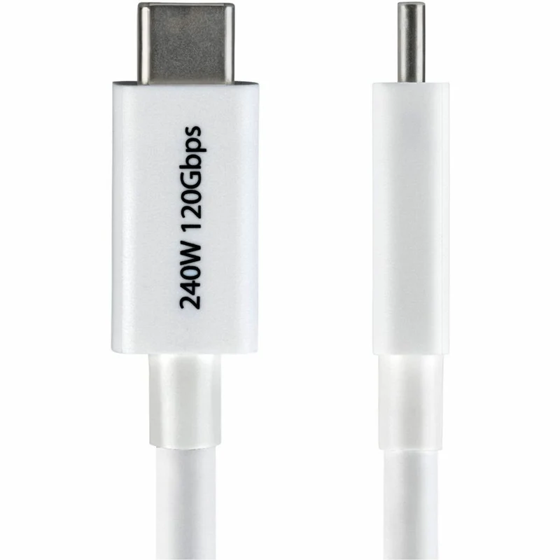 Câble Thunderbolt 5 StarTech.com de 50 cm (1.5 pi), 80 Gbit/s/120 Gbit/s, 240 W PD, 8K 60 Hz, certifié Thunderbolt - Blanc TBLT5MM50CM240WWH