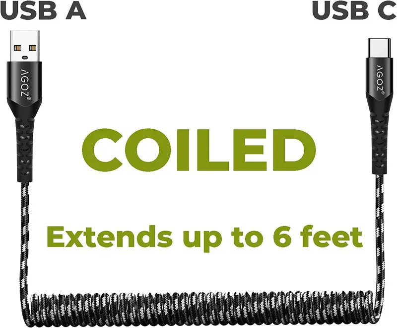 Zebra Handheld Fast Charging Coiled USB-C Cable for Shared Work Areas | Agoz