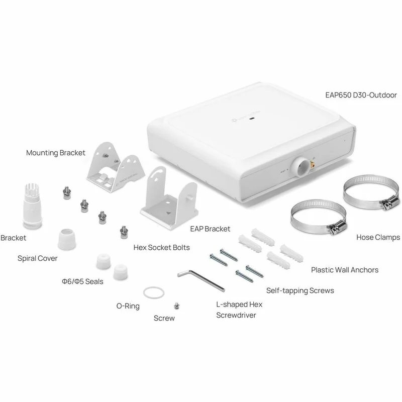 Point d'accès sans fil double bande Wi-Fi 6 IEEE 802.11 a/b/g/n/ac/ax/k/v/r 3 Gbit/s - Intérieur/Extérieur TP-Link EAP650 D30-OUTDOOR