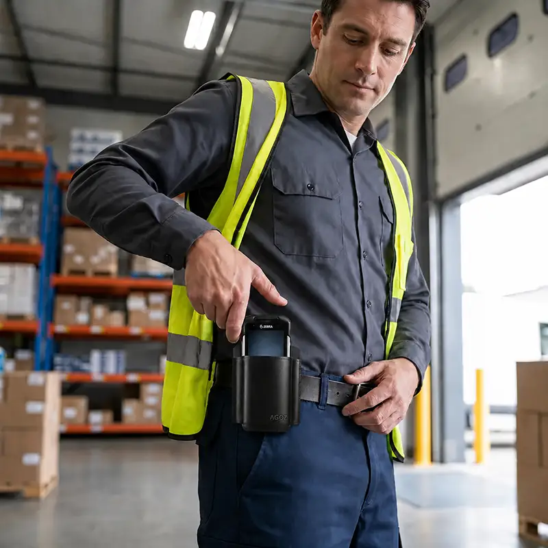 Leather Belt Holster for Zebra Barcode Scanners in Daily Operations | Agoz
