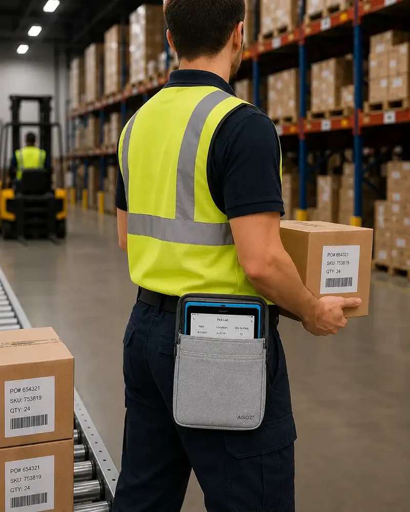 Rugged Tablet Carrying Case with Waist Belt for Warehouse Retail Healthcare
