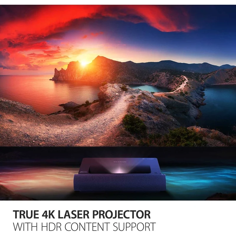 Projecteur laser 4K UHD à ultra-courte focale ViewSonic X2000B-4K avec 2000 lumens, connectivité Wi-Fi, couleurs cinématographiques et compatibilité avec les pistes audio Dolby et DTS pour home cinéma X2000B-4K