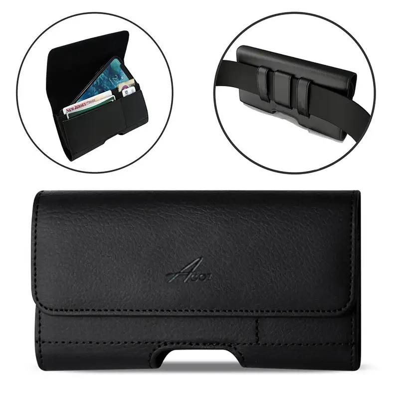 Leather Wallet Case with Belt Clip and Loop