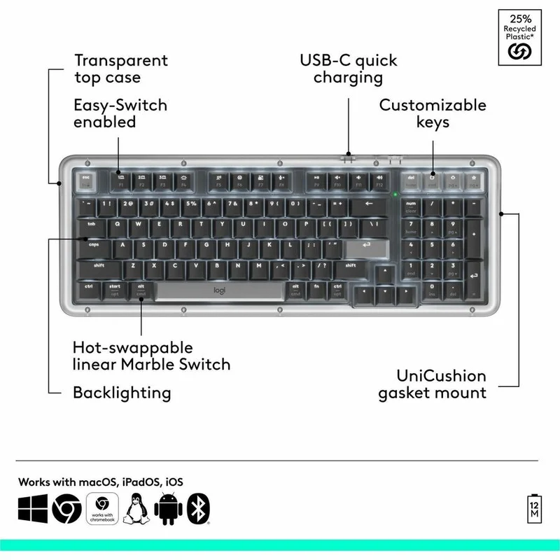 Clavier mécanique sans fil Logitech Alto Keys K98M 920-013575