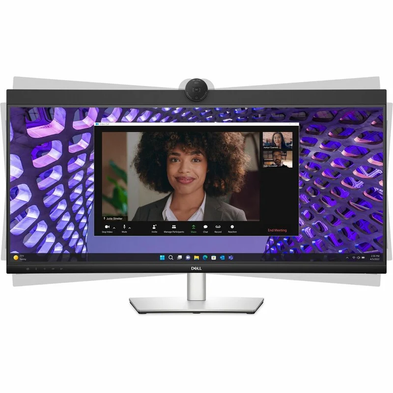 Moniteur LED incurvé Dell P3424WEB 34" avec webcam, résolution UW-QHD et format 21:9, noir et argent