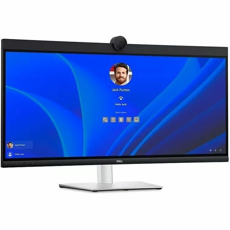 Moniteur LED incurvé Dell P3424WEB 34" avec webcam, résolution UW-QHD et format 21:9, noir et argent