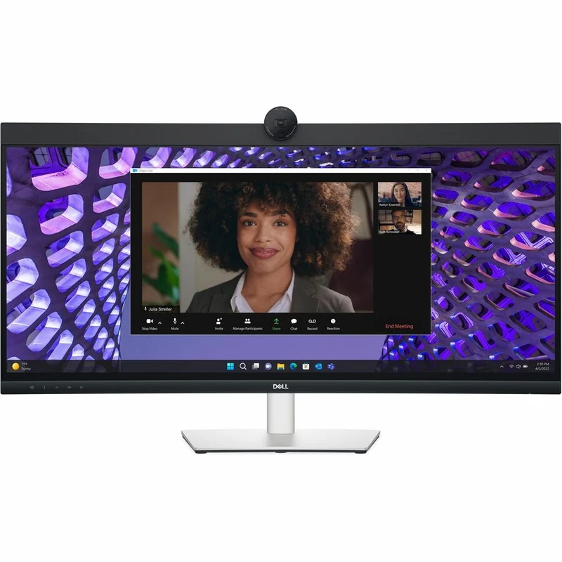 Moniteur LED incurvé Dell P3424WEB 34" avec webcam, résolution UW-QHD et format 21:9, noir et argent