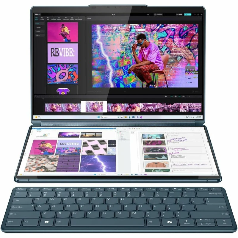 Lenovo Yoga Book 9 13IMU9 83FF0003CF Ordinateur portable 13.3 en 2 convertible avec écran tactile 1" - 2.8K - Intel Core Ultra 7 155U - Plateforme Intel Evo - 16 Go - SSD 1 To - Clavier français et anglais - Bleu sarcelle 83FF0003CF