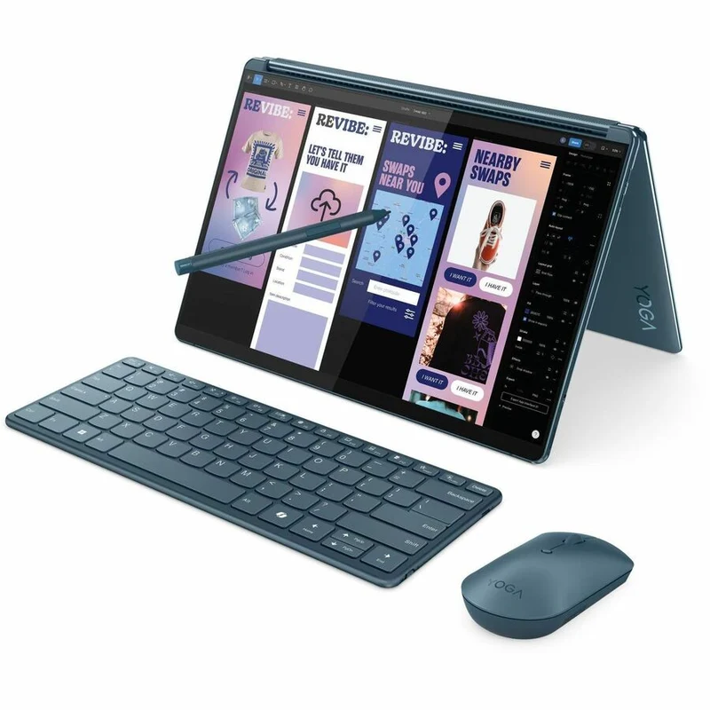 Lenovo Yoga Book 9 13IMU9 83FF0003CF Ordinateur portable 13.3 en 2 convertible avec écran tactile 1" - 2.8K - Intel Core Ultra 7 155U - Plateforme Intel Evo - 16 Go - SSD 1 To - Clavier français et anglais - Bleu sarcelle 83FF0003CF