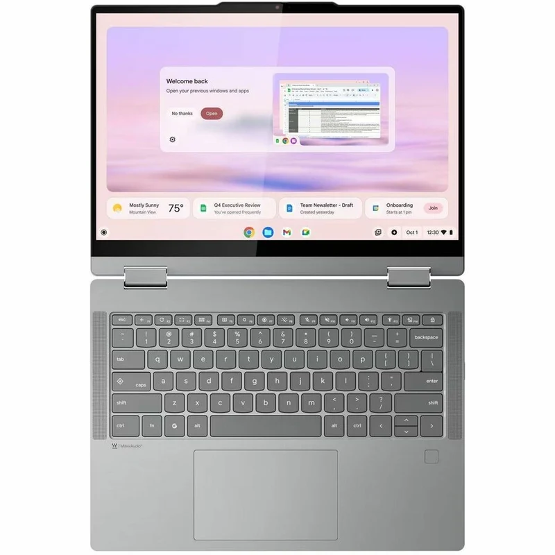 Lenovo 14IRU10 83LL000FUS Chromebook 14 en 2 convertible 1" avec écran tactile - WUXGA - Intel Core 5 120U - 8 Go - 128 Go de mémoire flash - Clavier anglais - Gris Luna 83LL000FUS