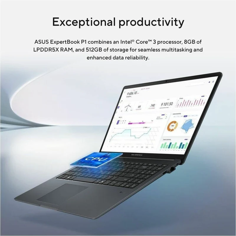 Ordinateur portable Asus ExpertBook P1 P1503 P1503CTA-H38512-CB 15.6" - Full HD - Intel Core 3 N355 - 16 Go - SSD 512 Go - Clavier anglais/français - Gris clair P1503CTA-H38512-CB