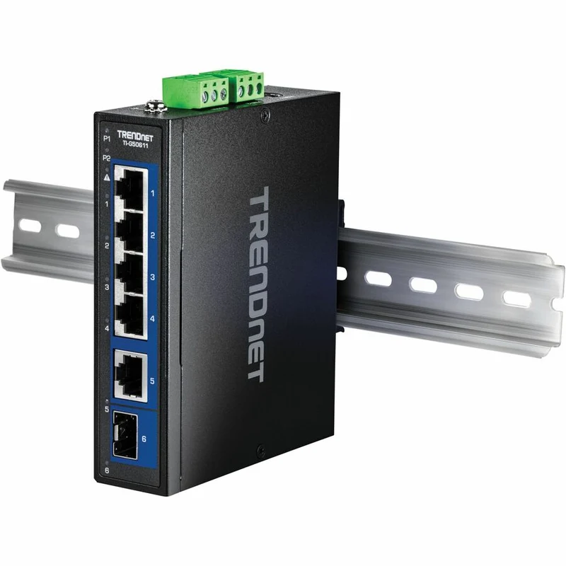 Commutateur industriel TRENDnet à 6 ports sur rail DIN 2.5G avec 1 port 10G TI-G50611