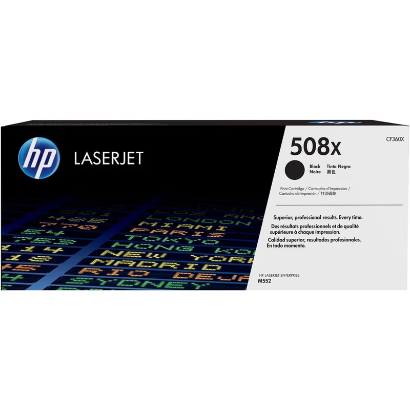 Cartouche de toner laser HP 508X (CF360X) d'origine à haut rendement - Paquet unique - Noir - 1 de chaque CF360X