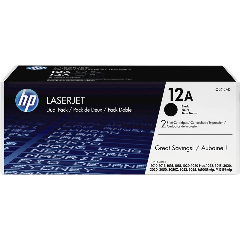 Cartouche de toner d'origine HP 12A (Q2612D) - Pack double Q2612D
