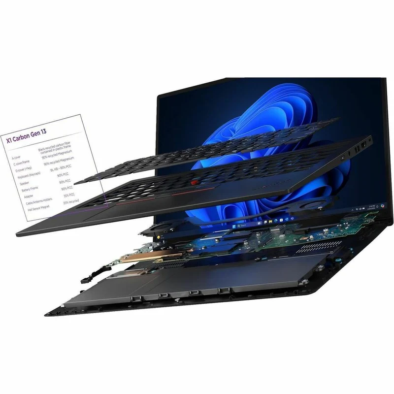 Ordinateur portable Lenovo ThinkPad X1 Carbon Gen 13 21NX005MUS 14" avec écran tactile - WUXGA - Intel Core Ultra 7 2e génération 265U - Technologie vPro - Plateforme Intel Evo - 16 Go - SSD 512 Go - Clavier anglais - Peinture noire 21NX005MUS