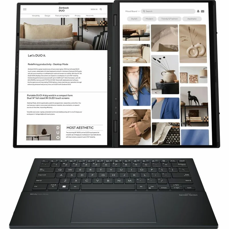 Asus ZenBook Duo UX8406 UX8406MA-DS71T-CA Ordinateur portable 14 en 2 1" tactile détachable - WUXGA - Intel Core Ultra 7 155H - Plateforme Intel Evo - 16 Go - SSD 1 To - Clavier anglais - Gris Inkwell UX8406MA-DS71T-CA