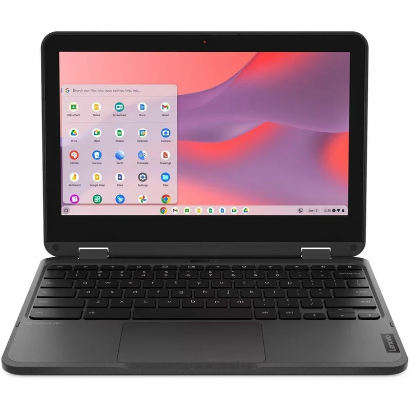 Chromebook Lenovo 500e Gen 4s 83L40001US 11.6" tactile convertible 2 en 1 - HD - Intel N-Series N100 - 8 Go - 64 Go de mémoire flash - Clavier anglais - Gris 83L40001US