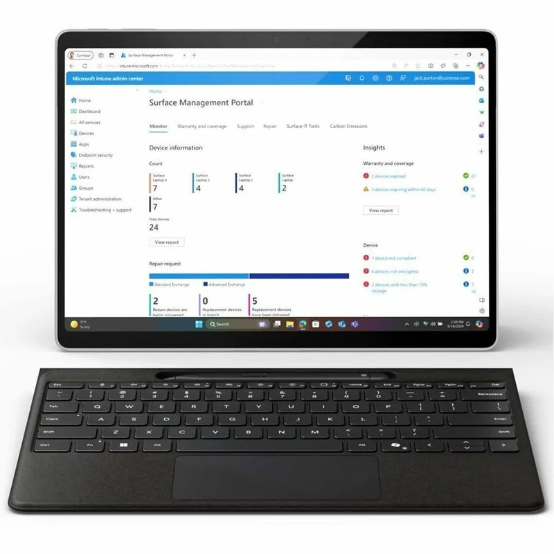 Tablette PC Microsoft Surface Pro 11 Copilot+ - 13" - Technologie vPro - 16 Go - SSD 512 Go - Windows 11 Pro - Platinum EP2-20145