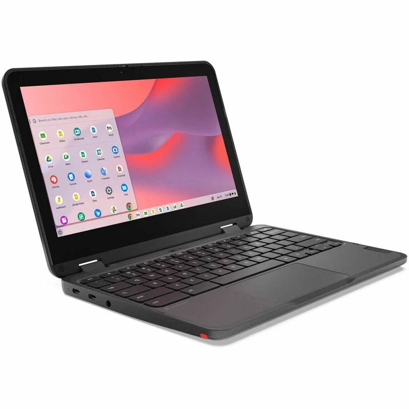 Chromebook Lenovo 500e Gen 4s 83L40000US 11.6" tactile convertible 2 en 1 - HD - Intel N-Series N100 - 4 Go - 64 Go de mémoire flash - Clavier anglais - Gris 83L40000US