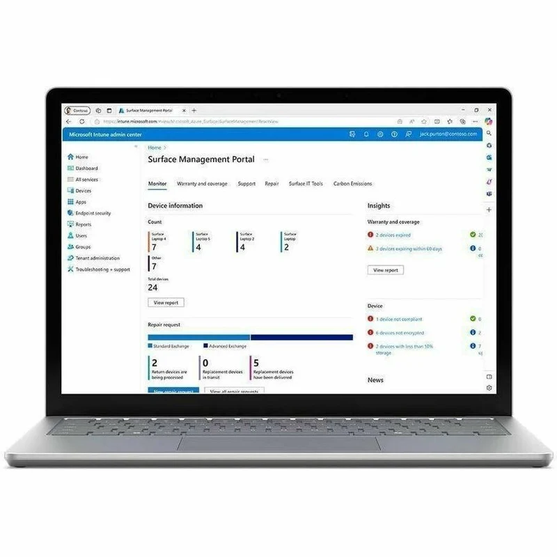 Ordinateur portable Microsoft Surface Laptop 6 13.5" à écran tactile - Intel Core Ultra 5 135H - 8 Go - SSD 256 Go - Clavier anglais - Platinum EP2-34474